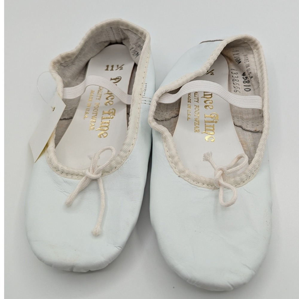 Dance Time White Leather Split Sole Ballet Slippers 45810 Made in USA 11.5M
